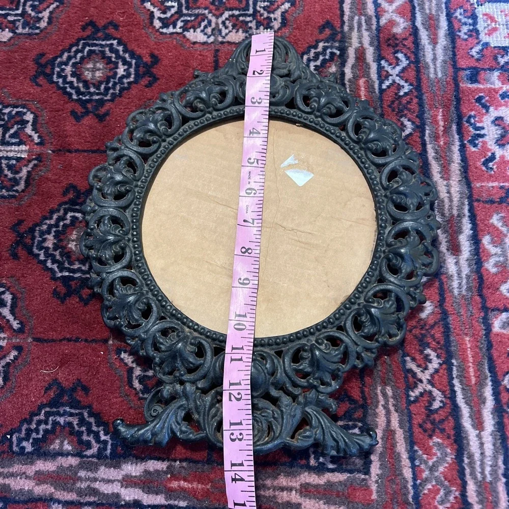 Antique EMIG Cast Iron Frame Dixie Pattern Heavy Ornate Victorian Oval Black